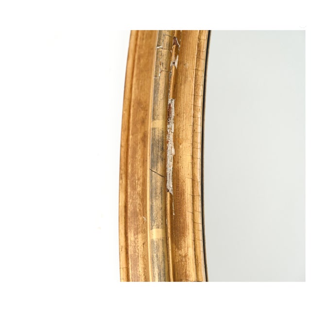 Antique Louis XVI Style Oval Gilt Wood Wall Mirror For Sale - Image 11 of 16