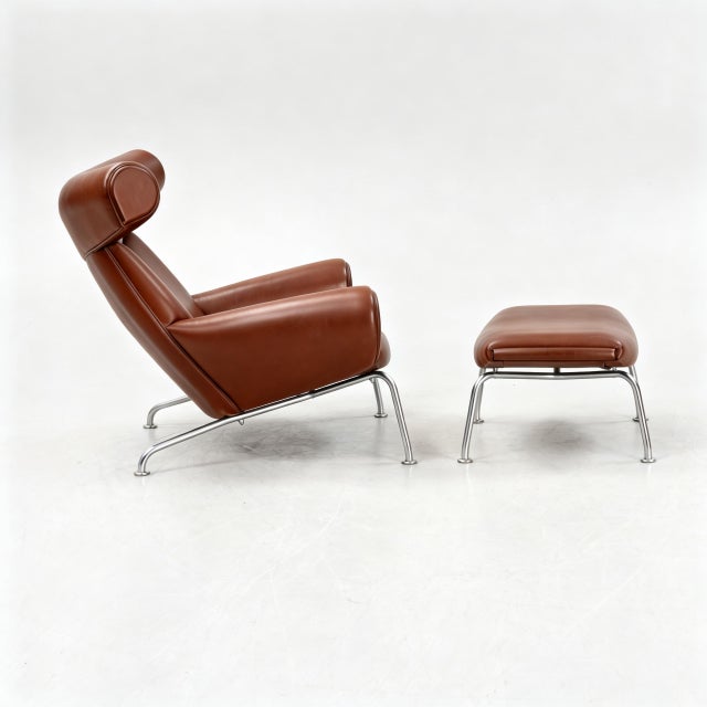 Bone Hans J Wegner Ox Chair and an Ottoman for Erik Jørgensen Denmark For Sale - Image 7 of 14