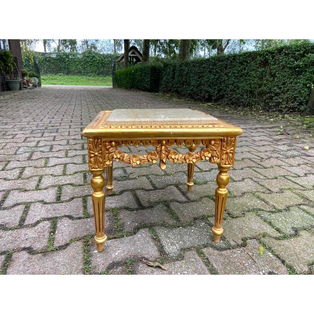 Late 20th Century French Louis XVI Gold Beech Marble Nesting Tables -Set of 3 For Sale - Image 16 of 18