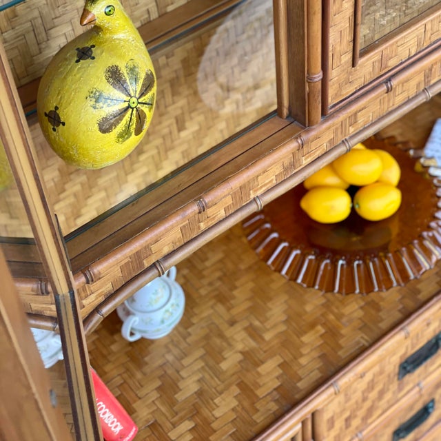 Coastal Rattan China Hutch by Dixie For Sale - Image 12 of 12