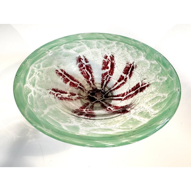 Art Deco Ikora Art Glass Bowl with Crackle Decoration by Karl Wiedemann for WMF, Germany, 1930s For Sale - Image 3 of 16