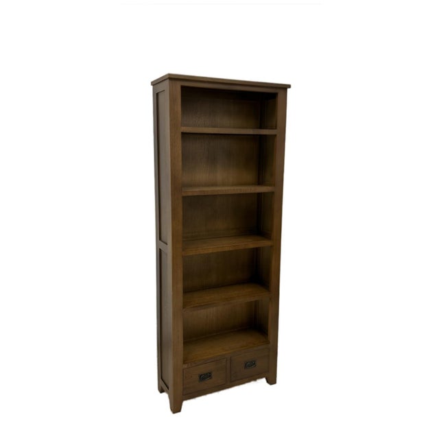Mission Quarter Sawn Oak Open Shelf Bookcase - Micheal Cherry For Sale - Image 4 of 14
