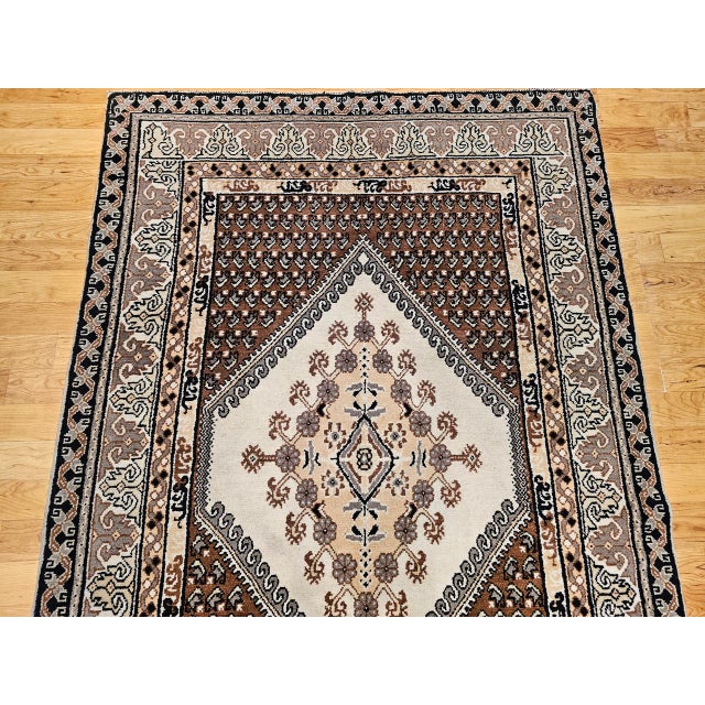 Vintage Moroccan Rug, Handwoven Wool, Geometric Pattern, Ivory & Brown, 6’ X 8’ For Sale - Image 10 of 18