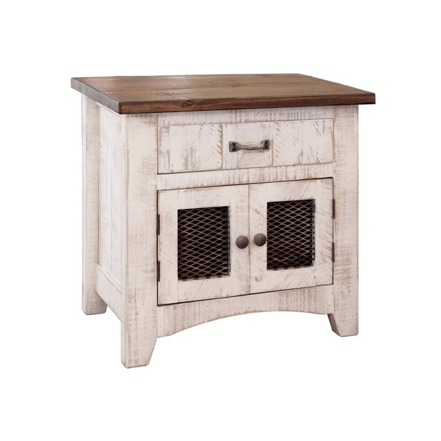 Greenview 2 Door Nightstand - Distressed White For Sale - Image 4 of 5