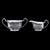 This is an antique sugar dish and creamer duo. An English, silver plated coffee service set, dating to the early 20th...