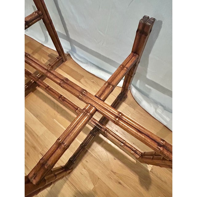 Vintage Hollywood Regency Brass Tray Top on Faux Bamboo Base Coffee Table For Sale - Image 9 of 14