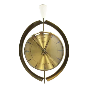 Mid Century 1960s Brass Wall Clock by Atlanta Electric