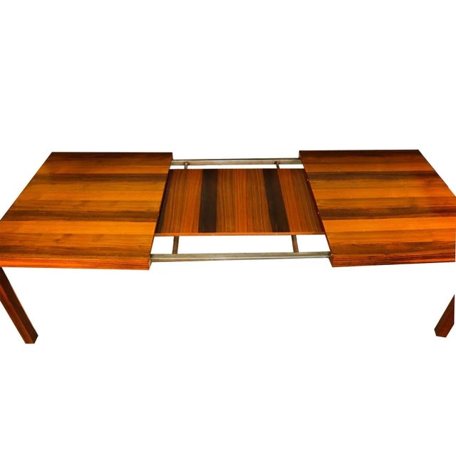Wood 1960s Dyrlund of Denmark Mid Century Danish Parsons Tri-Wood Dining Table For Sale - Image 7 of 12