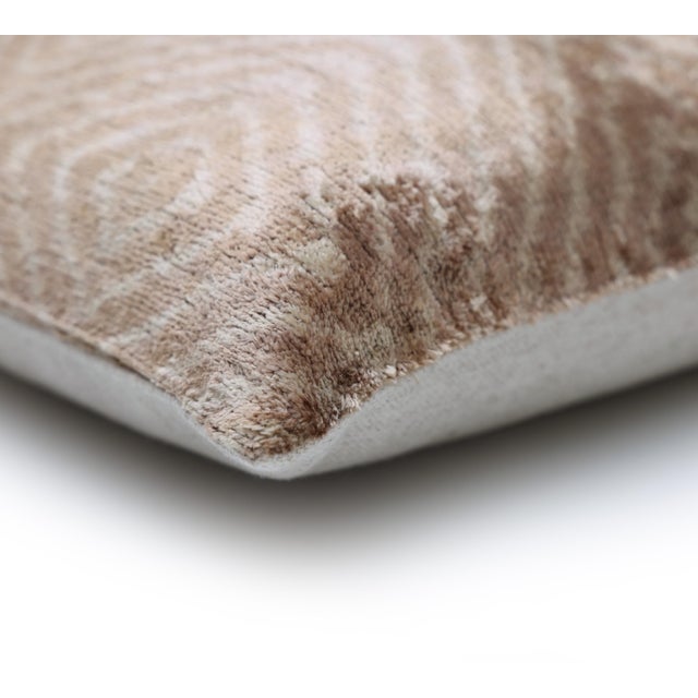 2020s Champagne Diamond Silk Velvet Lumbar Pillow 16x24 | Handmade Neutral Designer Accent Pillow For Sale - Image 5 of 8