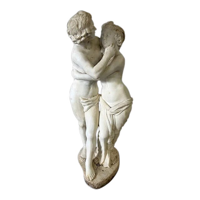 1900-1909 Italian Marble Figure of Two Lovers 44 Inches Tall. For Sale