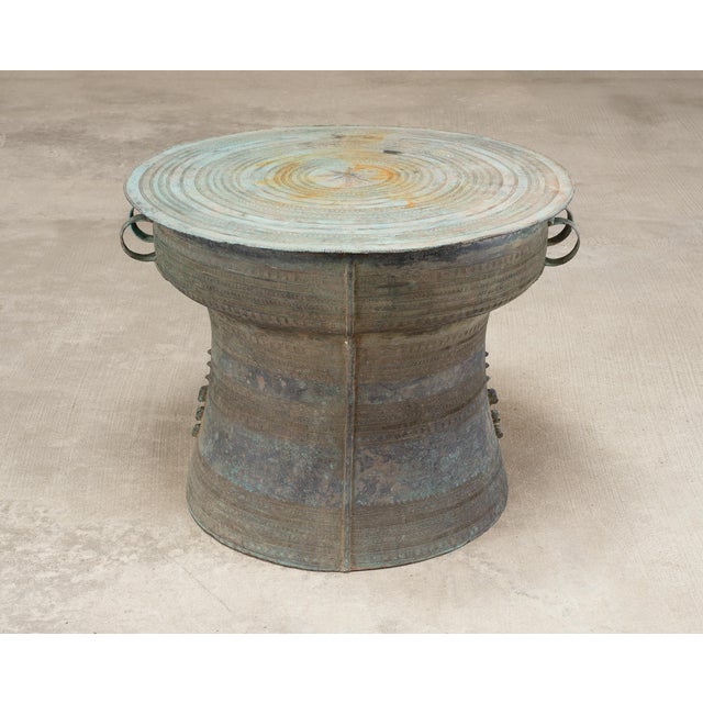 Metal Southeast Asian Bronze Elephant Rain Drum Drinks Table 2 Ft For Sale - Image 7 of 18