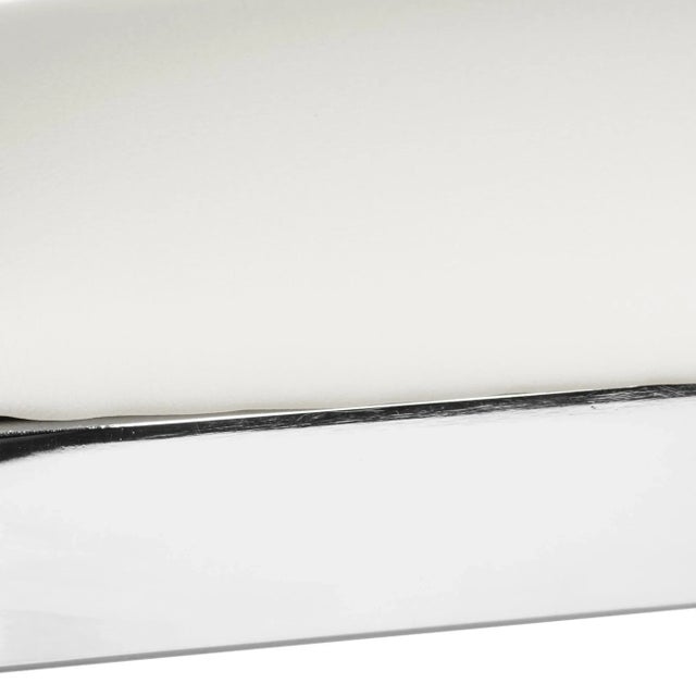 35''H Stainless Steel Cross Back Counter Stool in White & Chrome For Sale - Image 9 of 11