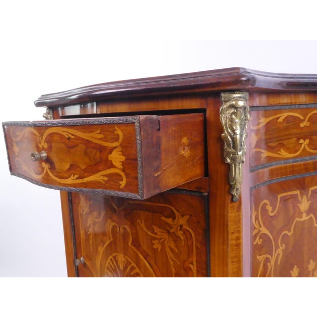 Wood Antique English Marquetry Side Table with Brass For Sale - Image 7 of 12
