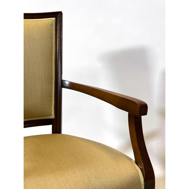 Mid 20th Century Mid 20th Century Set 4 French Modern Empire Dining Arm Chairs For Sale - Image 5 of 9