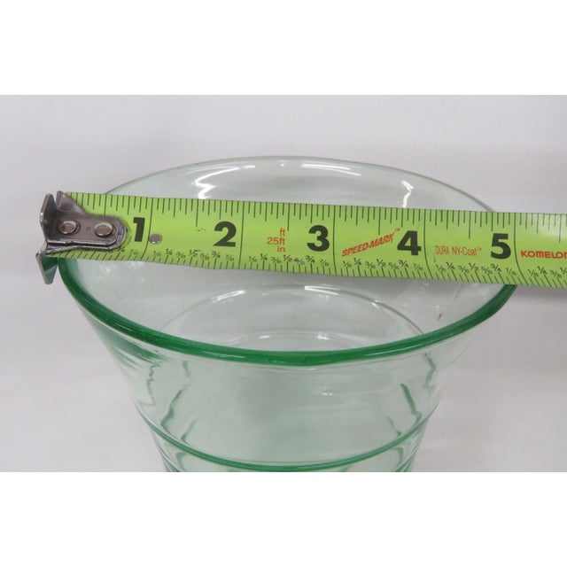 Depression Era Large Green Uranium Glass Vase Ribbed Style With Flared Rim 4868b For Sale - Image 4 of 11