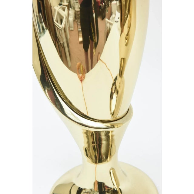 MCM Sculptural Brass Plated Table Lamps Attributed to Laurel Lamp Co. Pair of Restored For Sale In Miami - Image 6 of 11