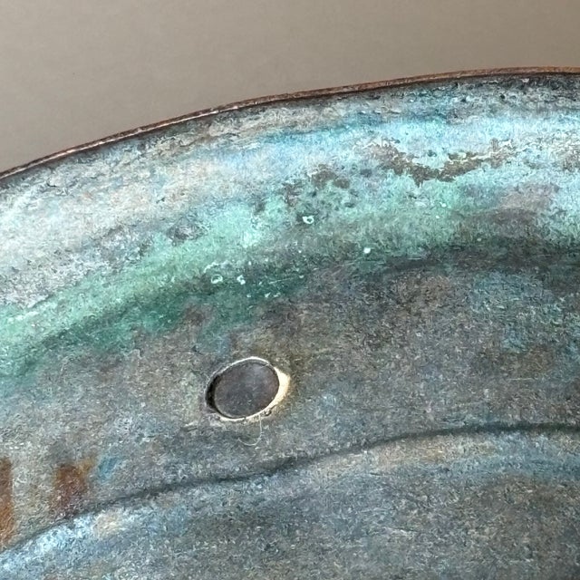 Copper Antique Hand-Hammered Tinned Copper Pot W/ Ring Handles For Sale - Image 8 of 11