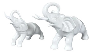 Pair of Vintage White Ceramic Elephant Figurines by Pereiras of Portugal