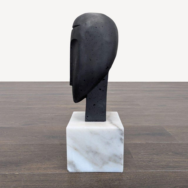 Abstract Modern Abstract Face Sculpture on Marble Base For Sale - Image 3 of 7