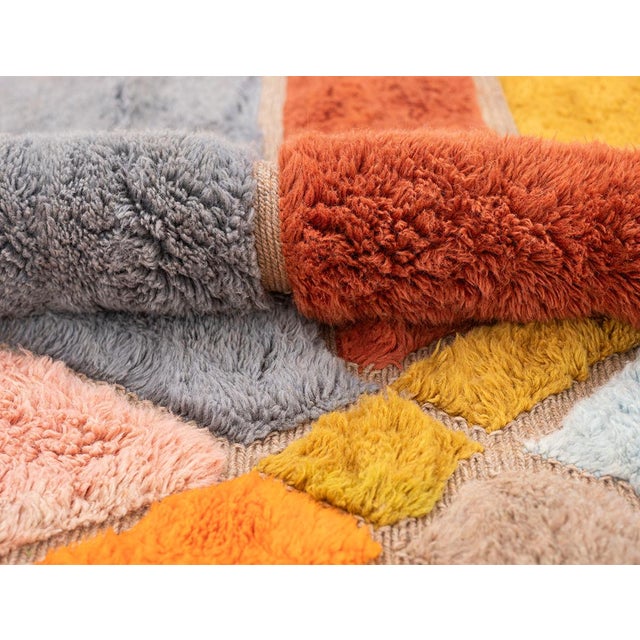 Bold Multicolor Geometric Hand-Knotted Wool Rug | 12'4" X 8'11" | One of a Kind For Sale - Image 6 of 8
