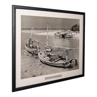 Vintage Photograph, Fishing Boats, Oriental, Monochrome, East Java, Mid Century For Sale