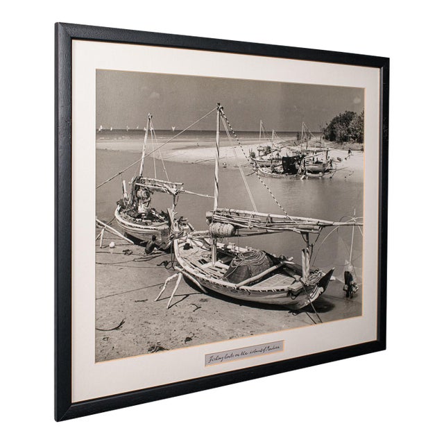 Vintage Photograph, Fishing Boats, Oriental, Monochrome, East Java, Mid Century For Sale