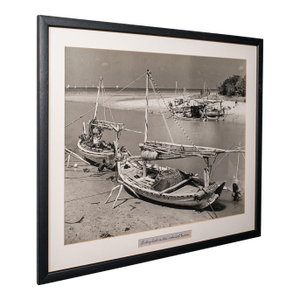 Vintage Photograph, Fishing Boats, Oriental, Monochrome, East Java, Mid Century