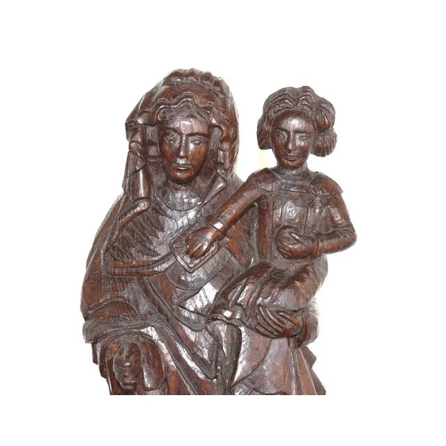 Wood Bernard Van Risen Burgh, Sculpture of Woman with Child, 18th Century, Chestnut Wood For Sale - Image 7 of 9