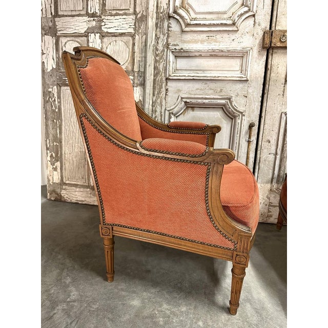 Louis XVI Style Bergère Armchairs, 1940s, Set of 2 For Sale - Image 6 of 11