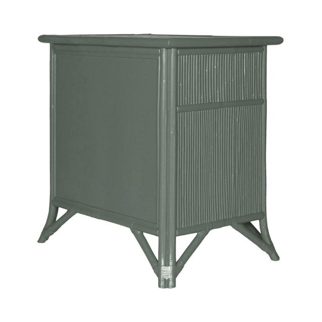 David Francis Pencil Rattan One-Drawer Nightstand, Evergreen For Sale - Image 4 of 5