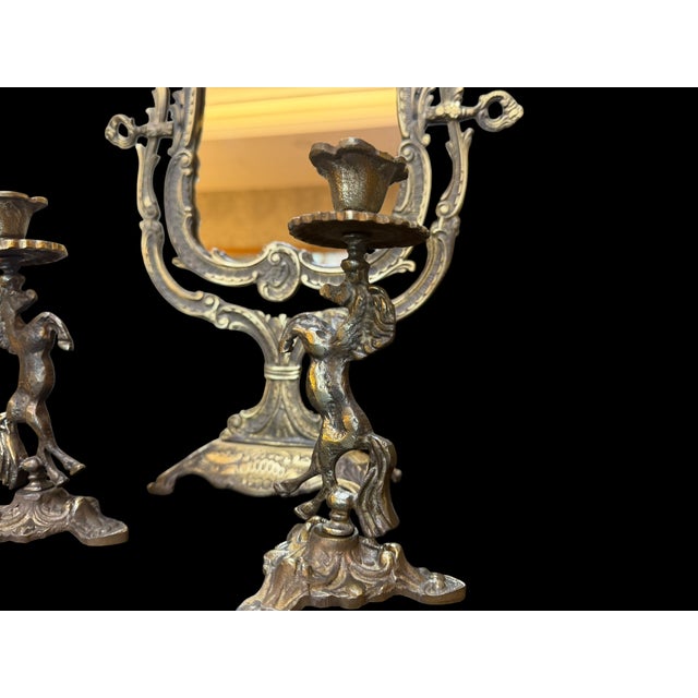 Handmade Brass Horse Mirror Set For Sale - Image 9 of 18