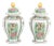 Pair of Vintage Asian Floral Painted Porcelain Covered Urns For Sale