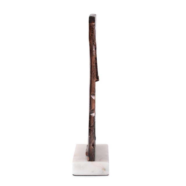 Metal Modern Man Sculpture in Aluminum with Marble Base- Short For Sale - Image 7 of 11