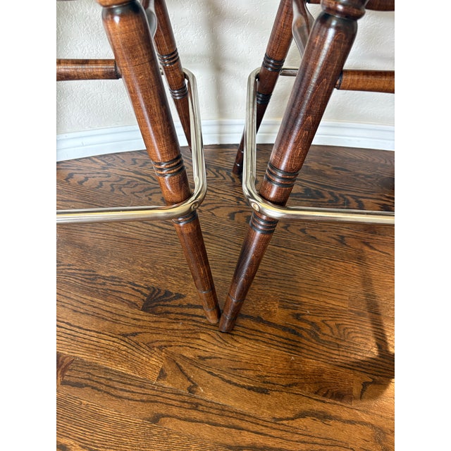 Vintage Ethan Allen Old Tavern Swivel Bar Stools, Model 12-9505 – Pair For Sale - Image 12 of 12