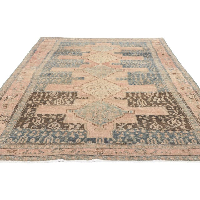 Mid-Century Modern Early 20th Century Antique Persian Malayer Rug - 03'11 X 07'10 For Sale - Image 3 of 9