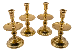 Virginia Metalcrafters Set of 4 Brass Colonial Williamsburg Cw 16-12 Candlesticks