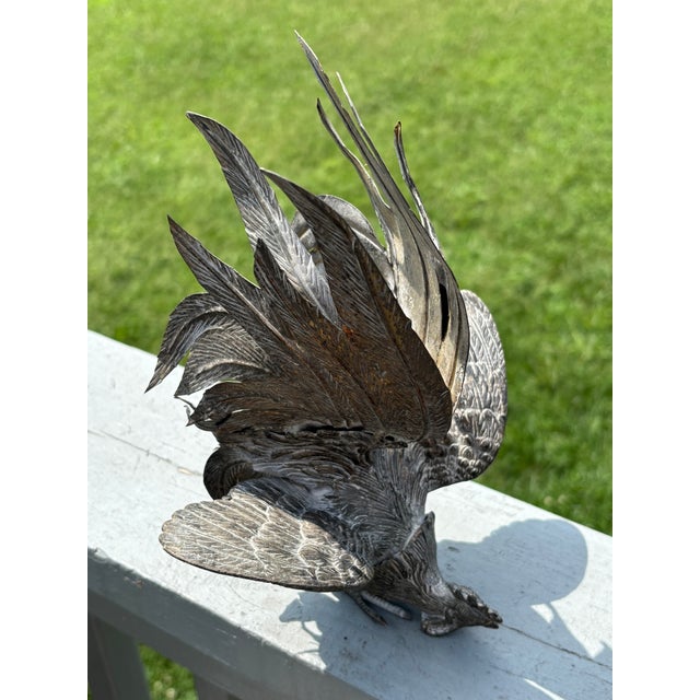 Metal Fighting Cocks - A Pair of Highly-Detailed Mid-20th C. Silver Metal Roosters For Sale - Image 7 of 9