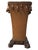A warm and wonderfully theatrical vintage table lamp featuring a glowing amber-toned rectangular shade, cascading bead...