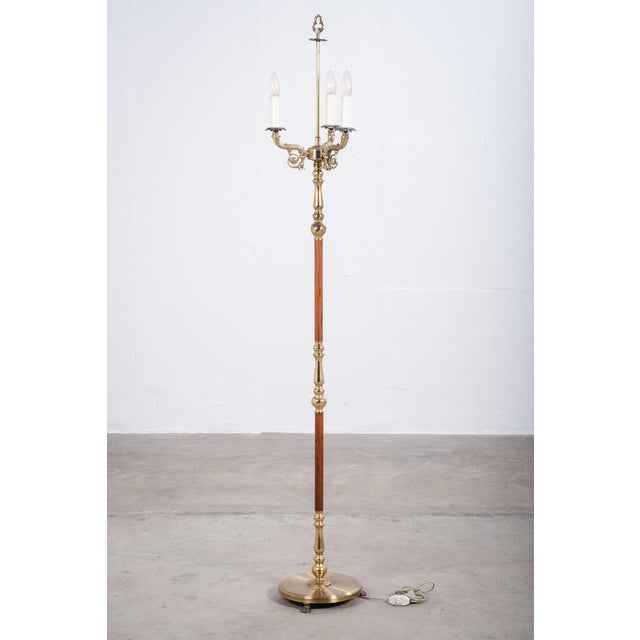 Danish 3-Arm Floor Lamp in Rosewood and Brass, 1960s For Sale - Image 4 of 12