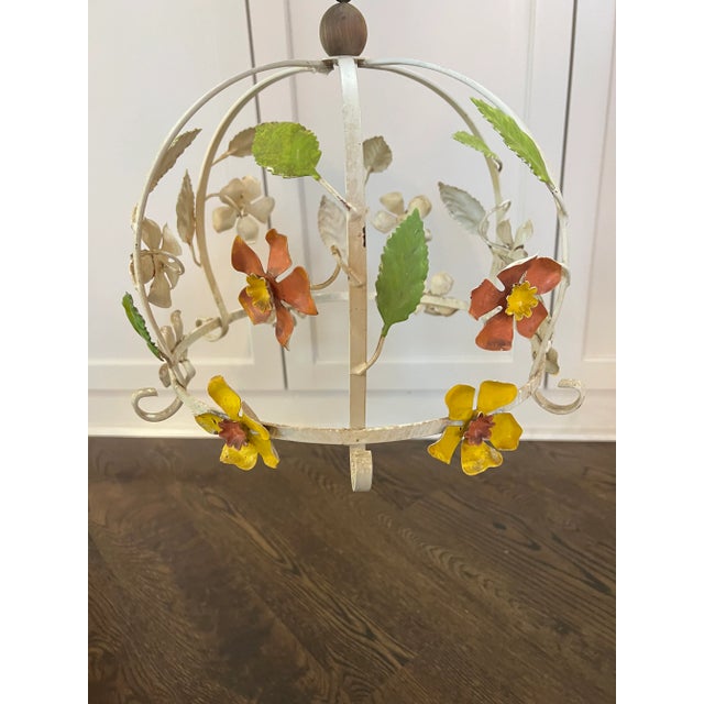 1970s Vintage Italian Tole Metal Floral Utensils/ Light Hanging Ornament For Sale - Image 12 of 12