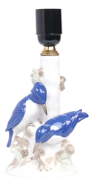 Vintage Porcelain Lamp Base with Kingfishers from Wagner & Apel, 1960s
