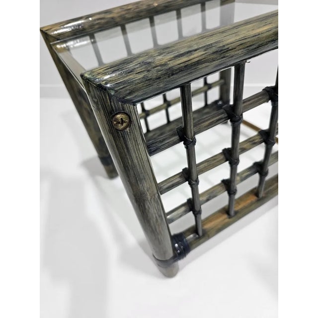 Mid-Century Modern Bamboo Nesting Tables with Glass Tops, Italy, 1970s, Set of 3 For Sale - Image 4 of 11