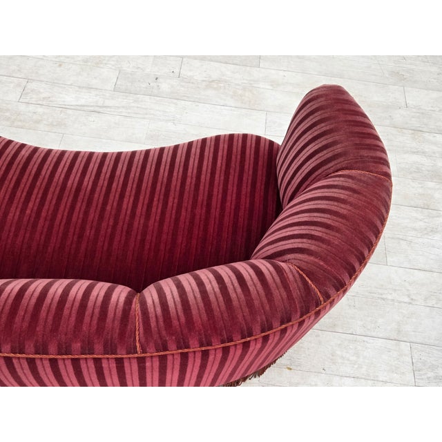 Vintage Danish Two-Seater Banan Sofa in Furniture Velour and Oak, 1960s For Sale - Image 12 of 18