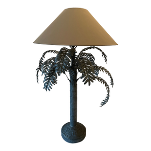 1980s Ralph Lauren Style Sarreid Metal Palm Tree Table Lamp