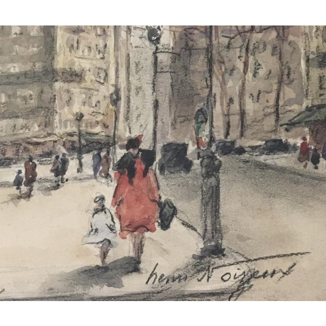 Henri Noizeux, Place de l'hôtel de ville, Paris, Watercolor on Paper, Framed For Sale - Image 3 of 8