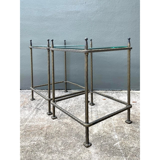Vintage Claudio Rayes Brass Side Tables - A Pair For Sale - Image 10 of 12