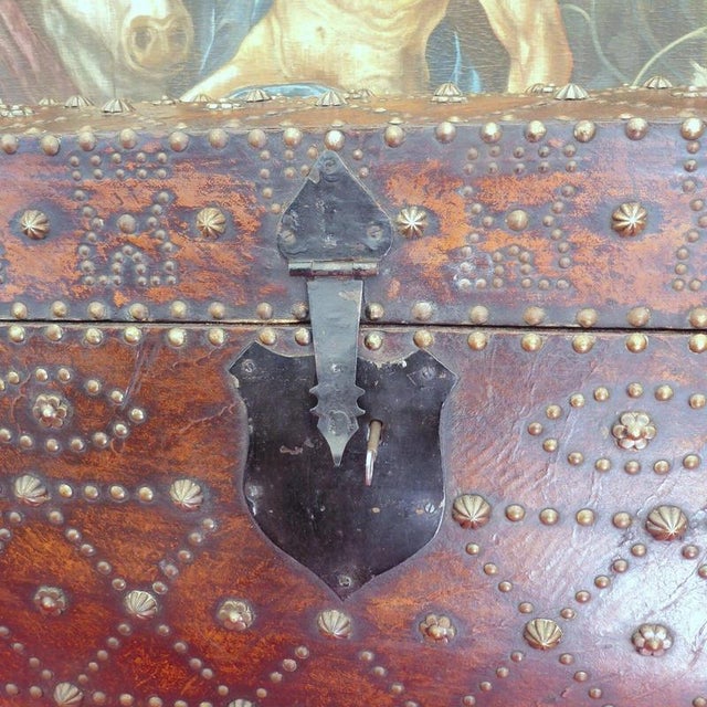 Antique Edwardian Studded Leather Dome-Top Chest, 1900 For Sale - Image 9 of 18