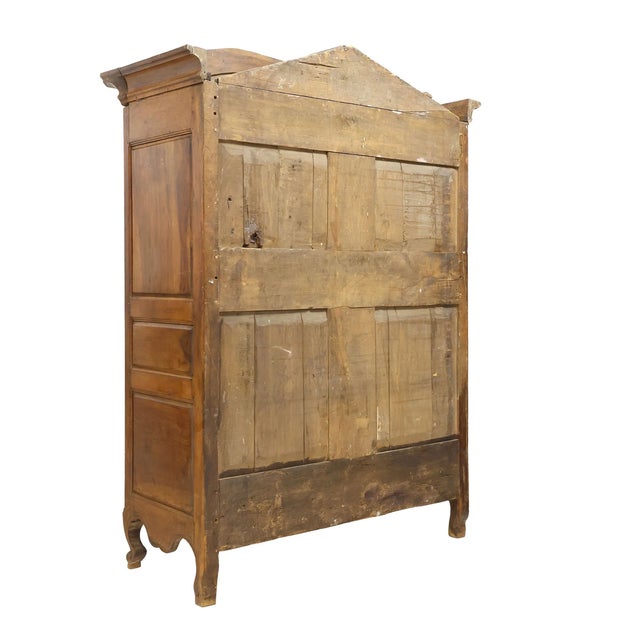18th C. French Provincial Louis XV Carved Walnut Armoire For Sale - Image 4 of 4