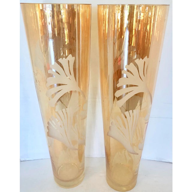 Mid-Century Modern Vintage XL Tall Etched Vase For Sale - Image 3 of 7