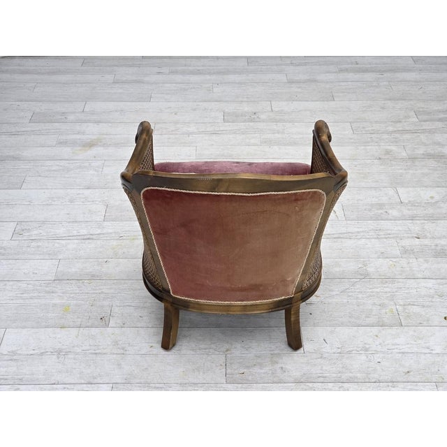 Vintage Danish Chair in Woven Wool and Velour, 1940s For Sale - Image 12 of 18